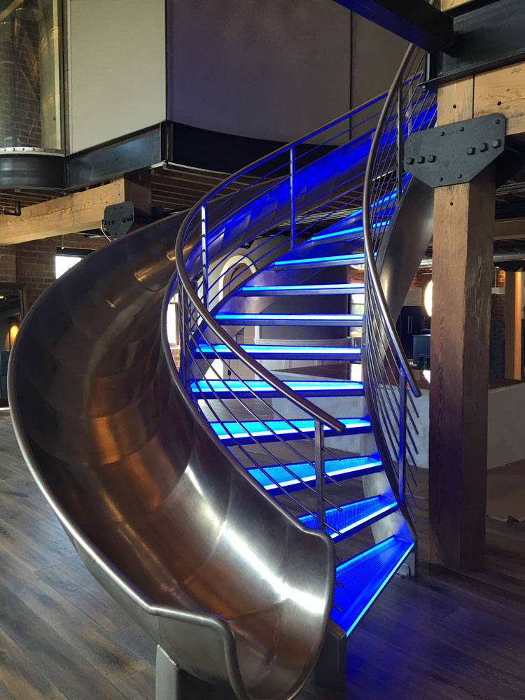 Edge-lit Spiral Staircase
